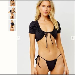Frankies Bikinis Ziggy Tie Front Scoop Neck Top